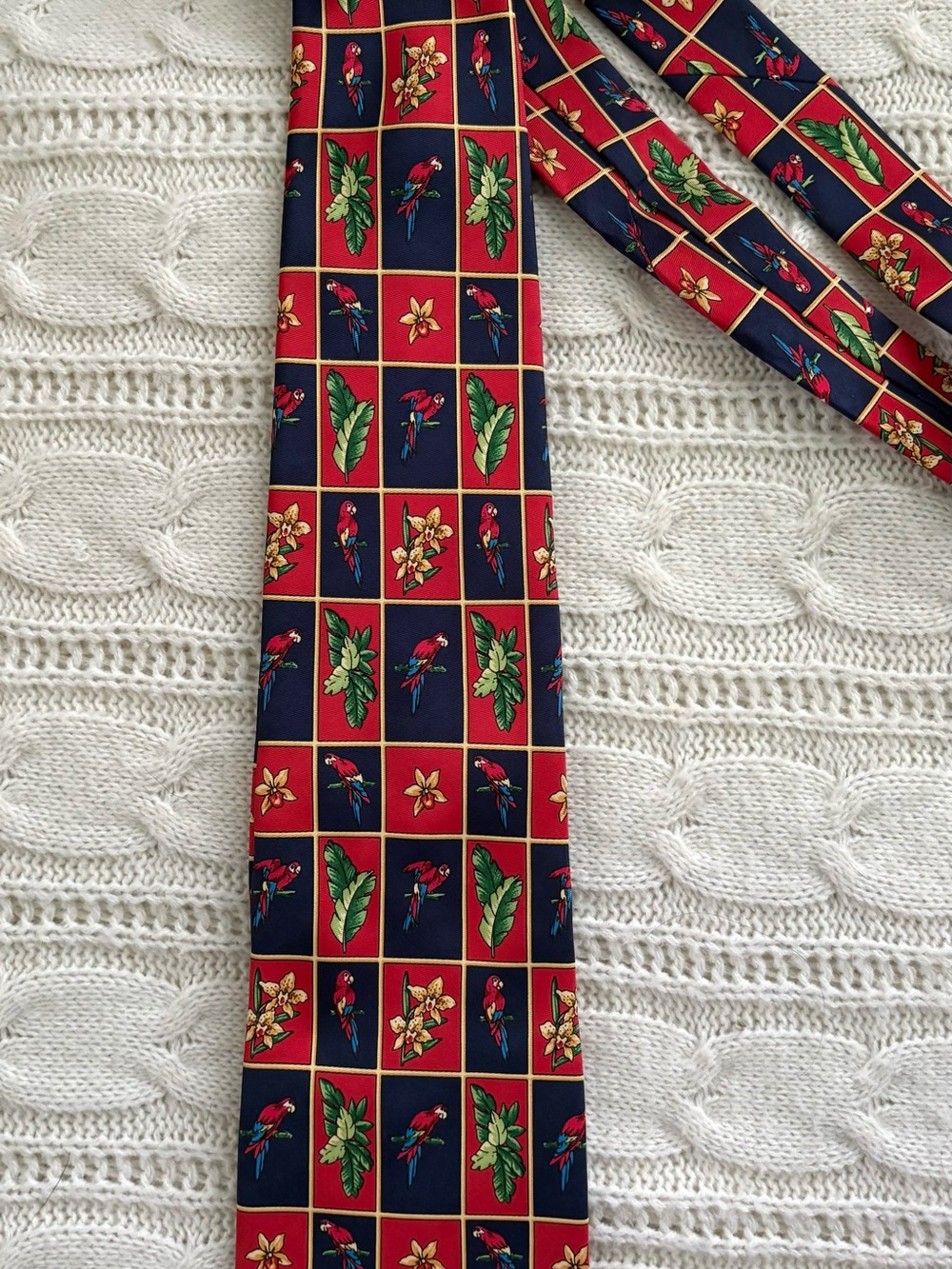 Tropical / Parrot Print Silk Tie/ Made in Italy 🇮🇹